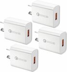 QC 3.0 Quick 18W Wall Charger, SAA Cert 4pcs $16.99 + Post ($0 Prime) @ YESDEX Amazon AU
