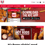 Free 6x Hot Rods with Any Shared Meal Delivery @ KFC App