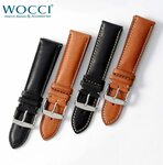 WOCCI Full Grain Leather Watch Strap - Black w Beige Stitching 18 or 20mm, Quick Rel US$9.76 (~A$13.83) Delivered at AliExpress