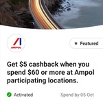 Commbank Rewards: $5 Cashback with $60 Spend @ Ampol