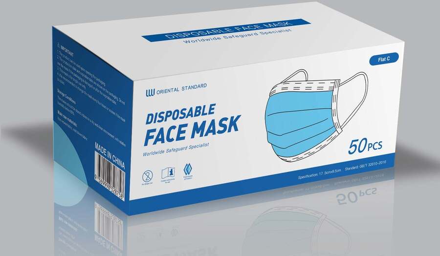 3,000 Disposable Face Masks (60 Boxes of 50, Expiration Date July 2023