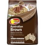 Sunrice Australian Brown or White Medium Grain Rice 1kg - 2 for $3.50 (RRP $8) @ Woolworths