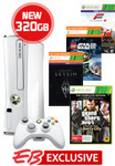 White 320GB Xbox 360 + 4 Games (Skyrim, GTA Complete Edition, Forza 4, Lego Star Wars) $299