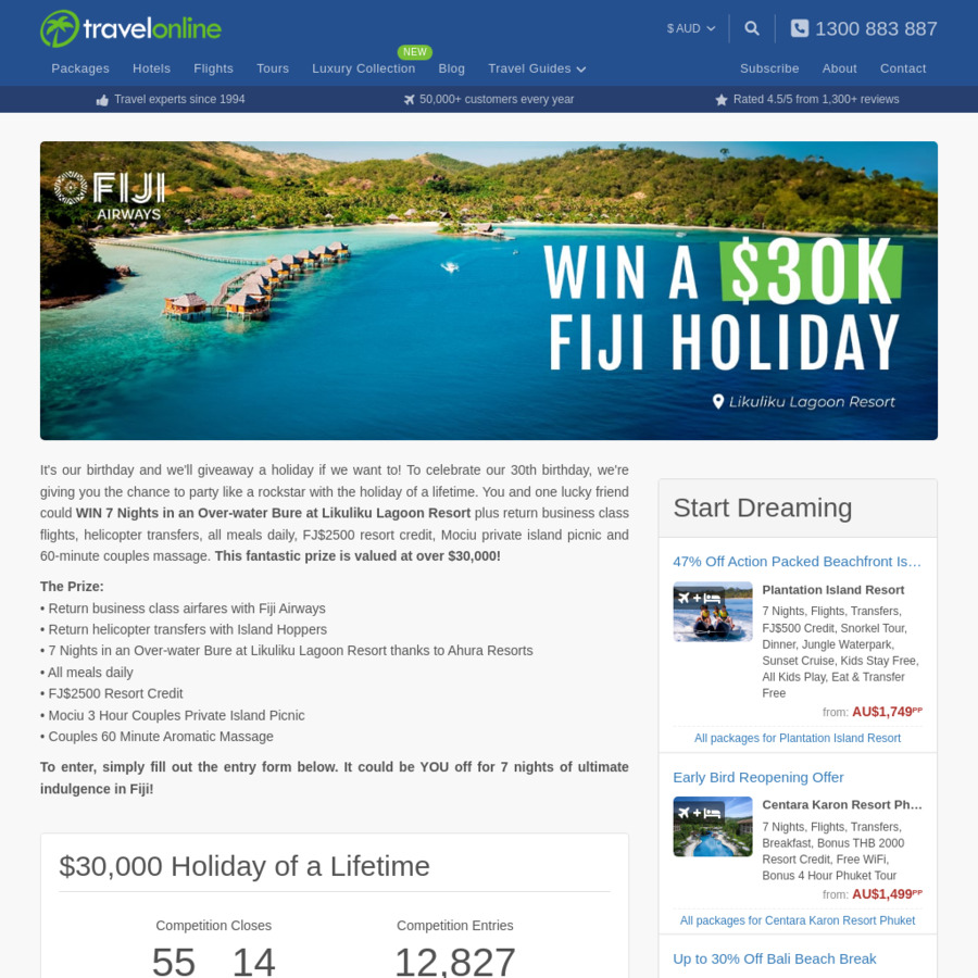 Win A Luxury Holiday To Fiji In An Over-water Bure At Likuliku Lagoon 