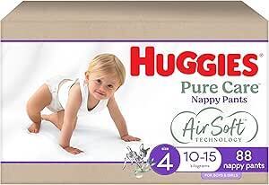 [Prime] Huggies Pure Care Nappy Pants Size 4/5/6 (88pk-72pk) $35.68 Delivered @ Amazon AU