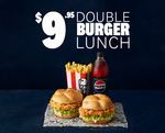 $9.95 Double Burger Lunch: 2 Burgers (Original or Zinger), Reg Chips & Drink - Online/App Only, Pickup Only @ KFC