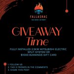 Win Mitsubishi Electric Split System Valued at $2100+ or $1000 Bunnings Gift Card from Fallasrac