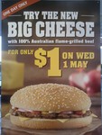 Hungry Jack's $1 Big Cheese Burger (One Day Only Wednesday 1 May 2013)