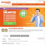50% off ($19.95) Your First Month of Amaysim UNLIMITED + $10 Bonus Credit