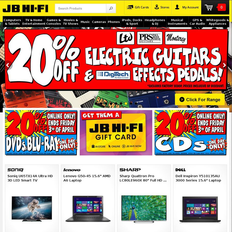 JB HiFi 20 off BluRays DVDs CDs End Friday 3rd April ONLINE ONLY