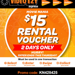 Video Ezy Express $15 Rental Voucher
