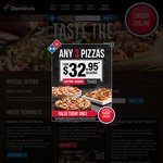Any 3 Traditional Pizzas - Pick up for $21.95 @ Domino's