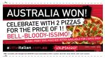 Brisbane Only - Vapiano Restaurant 2 for 1 PIZZA up to $19 in value