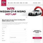Win a Hot Lap for 2 in a Nissan GT-R NISMO at Bathurst Worth Up to $8,900 from Nissan