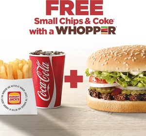 Free Small Chips and Coke with Whopper Purchase @ Hungry Jacks - OzBargain