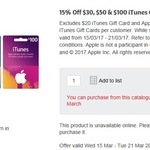 15% Off $30, $50 & $100 iTunes Gift Cards @ Coles 15th March