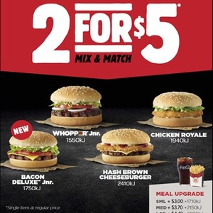 2 for $5 Offer @ Hungry Jacks (Excludes WA) - OzBargain