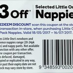 Little One's Nappies $3 off Selected Sizes at Woolworths