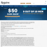 Receive $50 Cashback on One Purchase of 4-Month Pack of Men’s REGAINE Extra Strength Foam from Regaine (Limit 1 Per Customer)