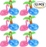 Coxeer 12 PCS Palm Tree and Flamingo Cup Holder Floats Inflatable Floating Coasters for Pool Party Water Fun US$10.98 (AU $14.5)