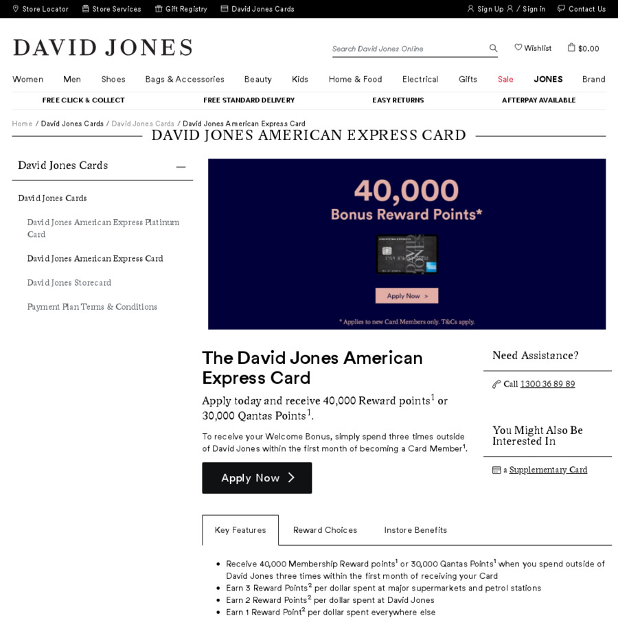 David Jones, Earn 1 Qantas Point per $1