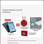 Win 1 of 6 Prizes Including a Lenovo Tab E8 Tablet, JBL Clip 2 Portable Bluetooth Speaker + More from Cocomo Advisory