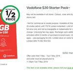 Vodafone $30 Prepaid SIM Starter Pack for $12 @ Woolworths