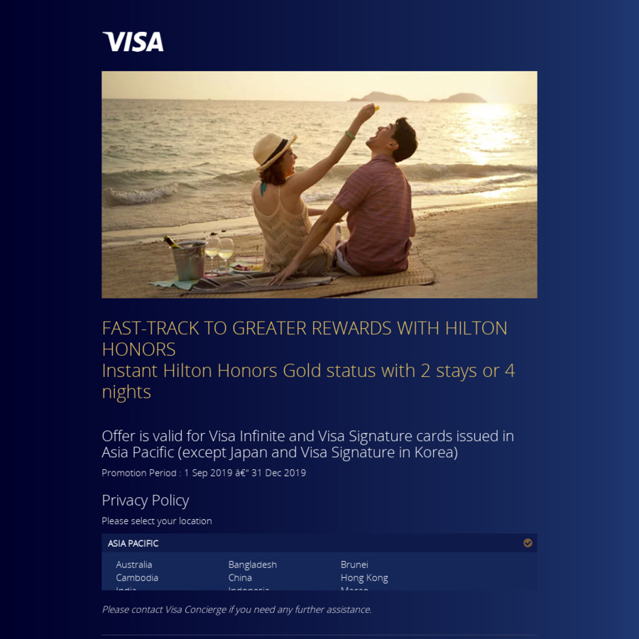 Receive Hilton Honors Gold Status With 2 Stays Or 4 Nights Within 90 Days Visa Infinite 4176