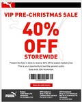 Puma VIP Pre-Christmas Sale 40% Off Storewide NSW and ACT Stores