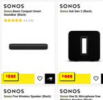 Sonos Arc Soundbar $1245.11, Sonus Sub Gen 3 $889.11, Sonos Five $666.61 @ JB Hi-Fi