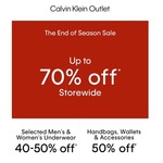 40-50% off Selected Men's & Women's Underwear, 50% off Handbags, Wallets & Accessories @ Calvin Klein Outlet (In-Store)