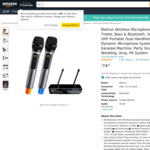 Bietrun 2x UHF Mics and Mixer with Echo, Treble, Bass, Bluetooth US$103.38 (~A$146, GST Inclusive) Delivered @ Bietrun Amazon US