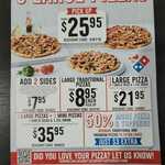Domino's 3 Traditional Large Pizzas from $25.95 Pick up @ Domino's