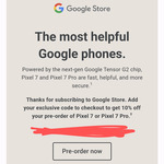 [Pre Order] 10% off Google Pixel 7 or Pixel 7 Pro @ Google Store