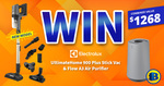 Win an Electrolux UltimateHome 900 Handstick Vacuum and Flow A3 Air Purifier Worth $1,268 from Bi-Rite Appliances