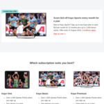 Kayo Sports $10 off Per Month for 12 Months (New Customers): One $15, Basic $20, Premium $25 @ Kayo via Qantas Frequent Flyer
