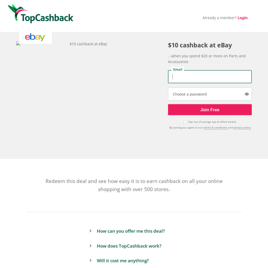 10 Cashback on 20+ Spend on Car Parts & Accessories at eBay TopCashBack AU (New Member Only