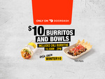 $10 Guzman y Gomez Burrito or Bowl (Max 1 Per Order) + Delivery/Service Fee @ DoorDash (10:30am - 2pm Only)