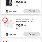 50% off Belong SIM Starter Kits: $55 Mobile for $27, $30 Mobile for $15, $35 Data for $17 In-store @ Coles (Woolworths from 7/5)