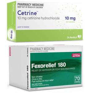 70x Pharmacy Action Fexorelief (Fexofenadine Hydrochloride) 180mg + 30x Cetrine $18.99 Delivered @ PharmacySavings