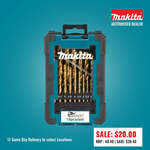 Makita 19-Piece HSS-Tin 1-10mm Drill Bits Set D-72229 - $20 + $9.99 Delivery ($0 VIC C&C/ $100 Order) @ Power Tool Specialists