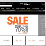 TOPMAN 70% off Sale & Free Shipping: T-SHIRTS from £4, Jumpers&Hoodies from £10, Sweatshirts from £7