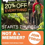 Paddy Pallin - 20% off Everything to Club Members. 4 Day Sale Starts Thursday