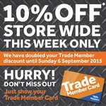 10% off at Masters Storewide with Trade Member Card