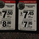 Domino's Pizzas $7.45 Traditional and $7.50 Chef's Best, Pick up (Online Order) Most States