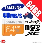 Samsung EVO MicroSD 32GB $12.50 Delivered, 64GB $23.90 [$23.48 at eBay Store] @ Shopping Square