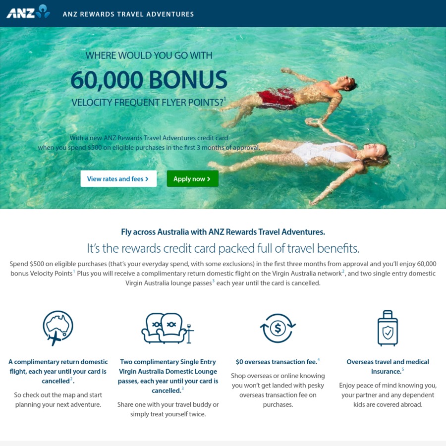 other recent deal was for 40,000 points Fly across Australia with ANZ Rewar...