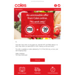 Coles $30 off & Free Shipping ($250 Min Purchase) @ Coles Online