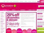 Priceline 20% off all skincare & cosmetics (excl suncare) 29-30 Mar 2011