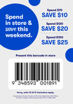 Spend $70 / $120 / $150, Save $10 / $20 / $25 @ Big W (in Store)